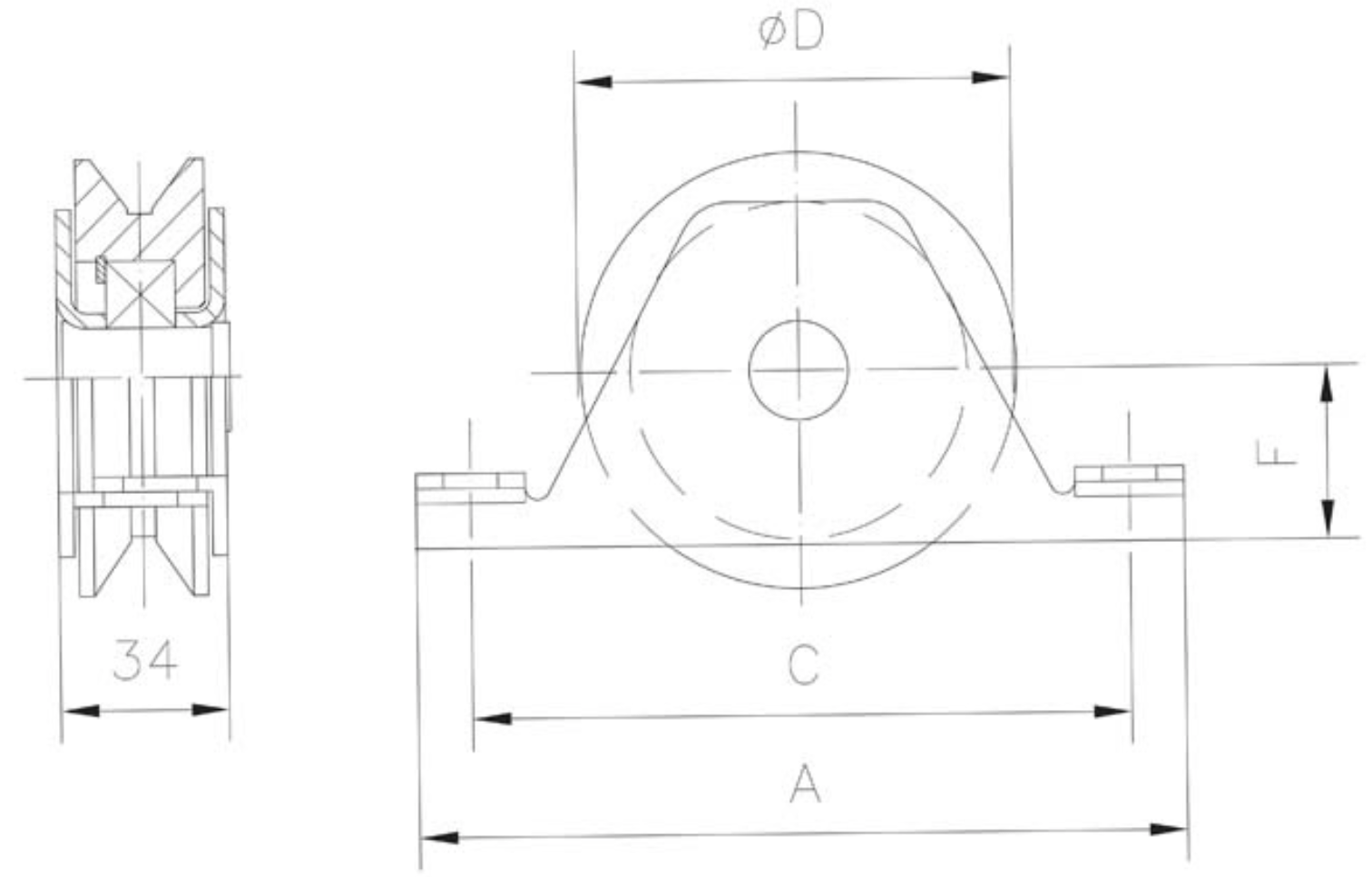 Polea Canal U Y V 20 Mm Para Encastrar Alacer Mas