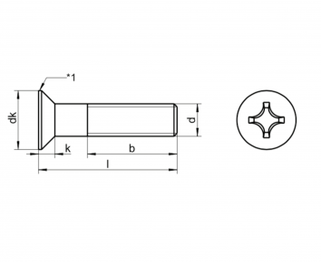 Alacer Mas, Countersunk head screw DIN-965 H ISO-7046