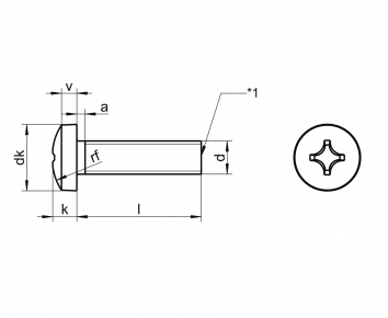 Alacer Mas, Cross head screw with cross imprint H DIN-7985 ISO-7045